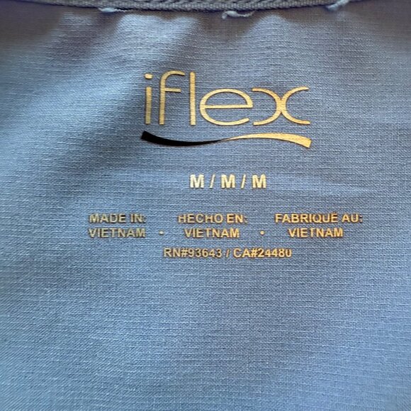 Cherokee Iflex Womens Blue Scrub Top Size M With Pockets Stretch Medical Uniform - Picture 3 of 5